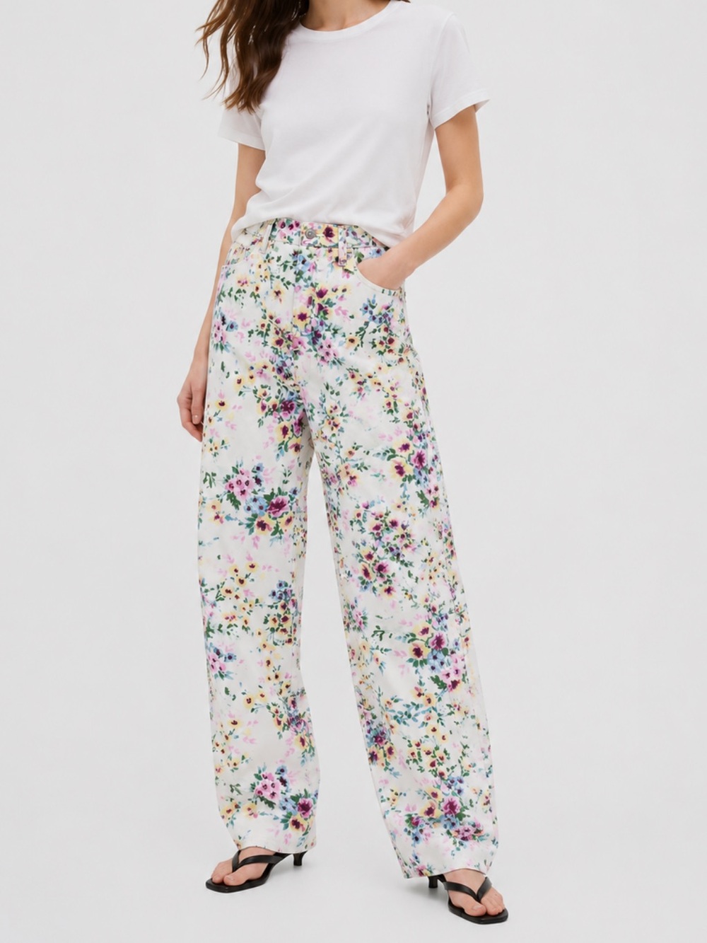 GAP Womens Barrel Jeans 29 - 8P High Rise Floral Print Wide Leg NWOT $98